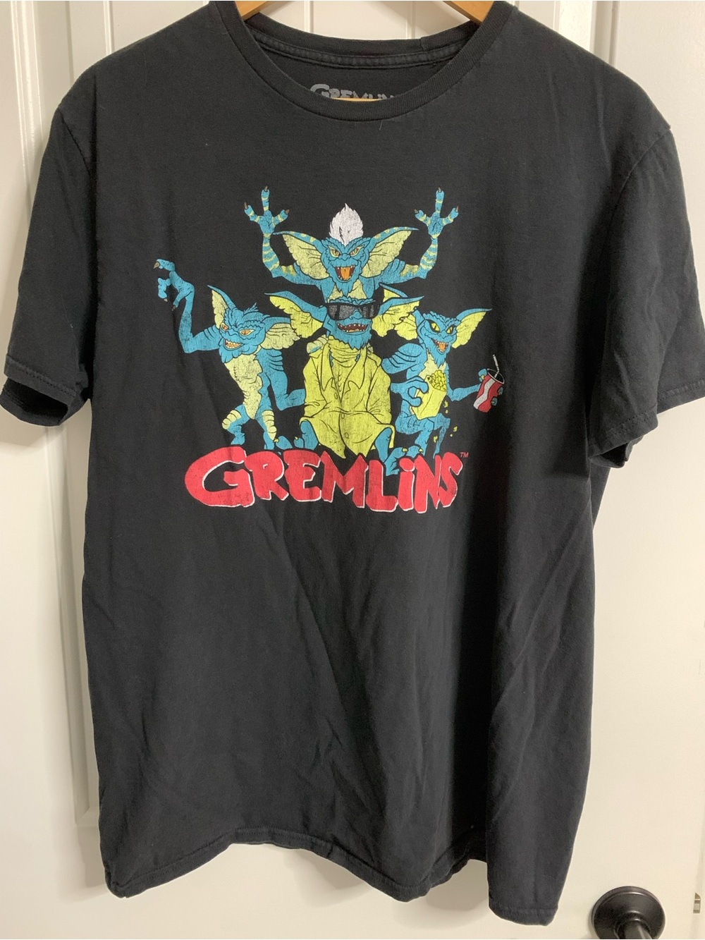 Vintage Gremlins Movie Graphic T-Shirt Black Size L